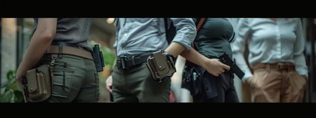 a group of professionals comparing modern holster design.
