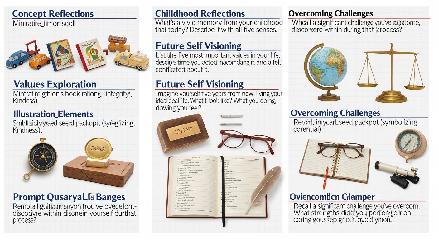 Featured illustration of a woman journaling for self-discovery — women's lifestyle journaling prompts