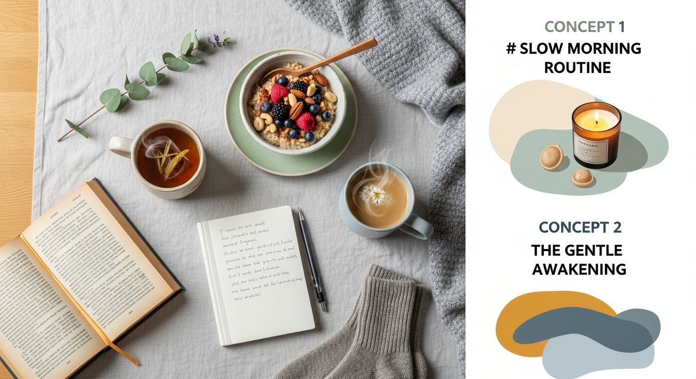 Woman enjoying a slow morning routine with coffee and an open book — women's lifestyle featured image